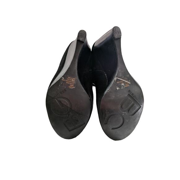 BCBGENERATION! MERRY BLACK SUEDE LEATHER WEDGE HEELS CHAINED BOOTS! SZ 7.5B - Picture 10 of 11